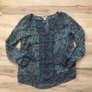 Lucky Brand Blue and Green Paisley Blouse